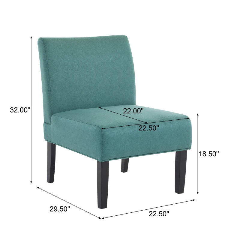 Contemporary Accent Chair with Upholstered Seat and Rubberwood Tapered Legs, Stylish Seat for Living Room, 22.5" L x 29.5" W x 32" H, Teal