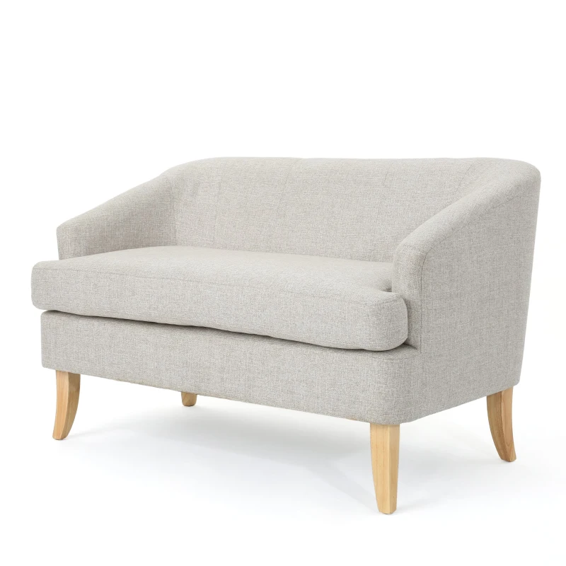 Mid-Century Modern Loveseat with Flared Legs and High-Density Foam, 2-Seater Sofa for Living Room, 49" L x 29.5" W x 31" H, Beige