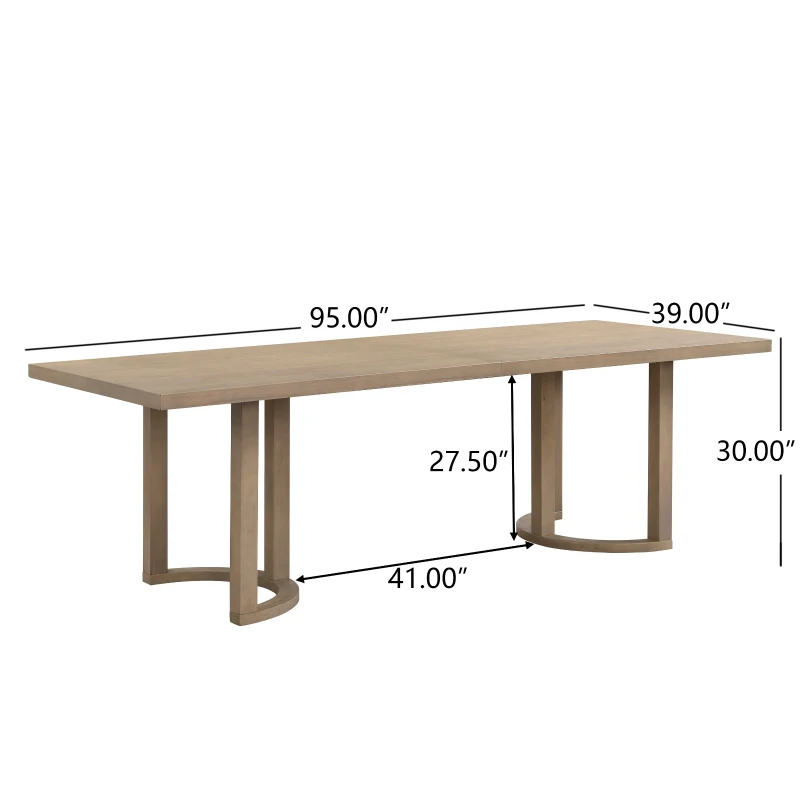 95" Modern Dining Table with U-Shaped Trestle Base, Seats 8 Comfortably, Dining Desk Perfect for Gatherings, 95" L x 39" W x 30" H, Natural Ash