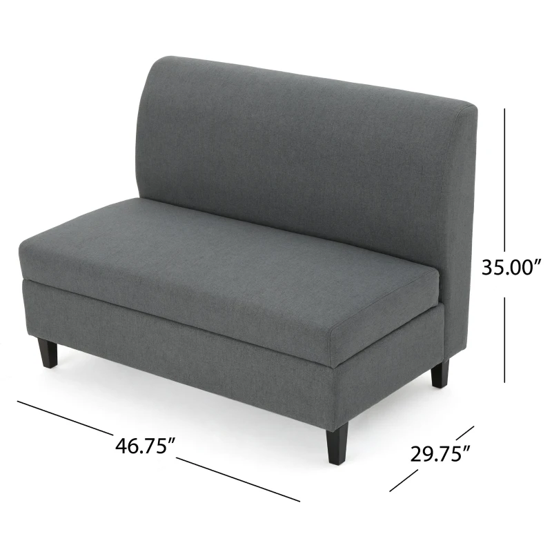 Modern Loveseat with Storage, High-Density Foam and Durable Wood Frame, 2-Seater Sofa for Living Room, 47" L x 30" W x 35" H, Charcoal