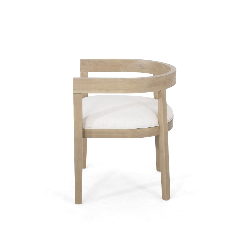 Set of 2 Contemporary Dining Arm Chairs with Rubberwood Frame, Chair Set Perfect for Dining Room, 22.5'' L x 22.5'' W x 27.5'' H, Beige
