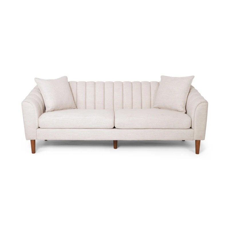 3-Seater Contemporary Sofa with Button Tufted Diamond Stitching, Daybed Perfect for Living Room, 84.5'' L x 33.5'' W x 33.5'' H, Beige