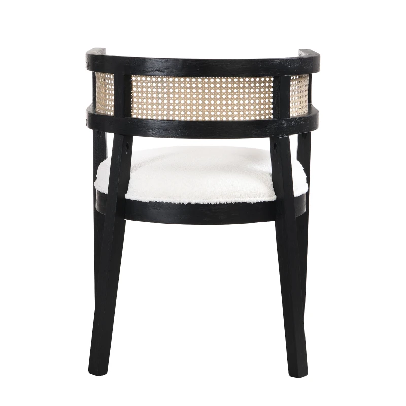 Set of 2 Dining Chairs with Rattan Backrest, Wood Frame, Dining Seats for Ultimate Comfort and Style, 22.5" L x 22" W x 29.5" H, Beige+Black