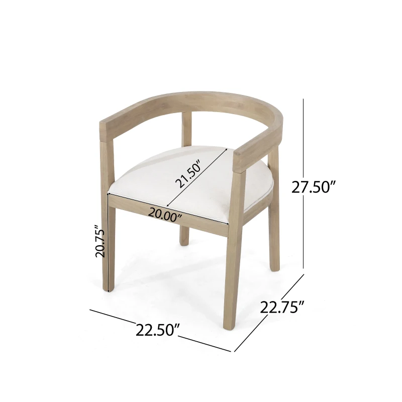 Set of 2 Contemporary Dining Arm Chairs with Rubberwood Frame, Chair Set Perfect for Dining Room, 22.5'' L x 22.5'' W x 27.5'' H, Beige