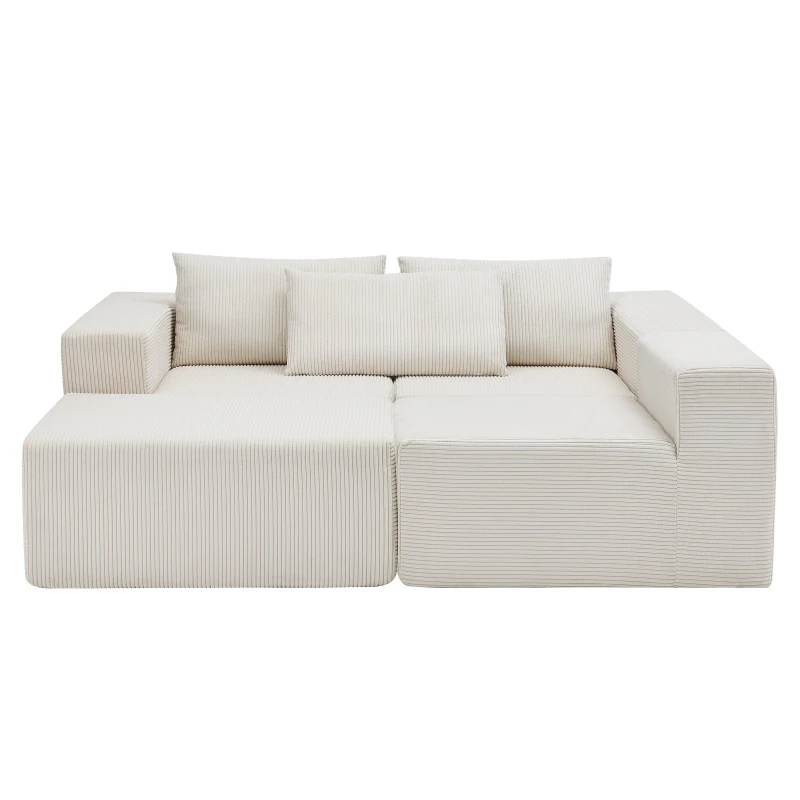 Modular Sectional Sofa with Corduroy Fabric and Free Combination Design, Daybed Perfect for Living Room, 107.5'' L x 68.5'' W x 30.5'' H, Beige