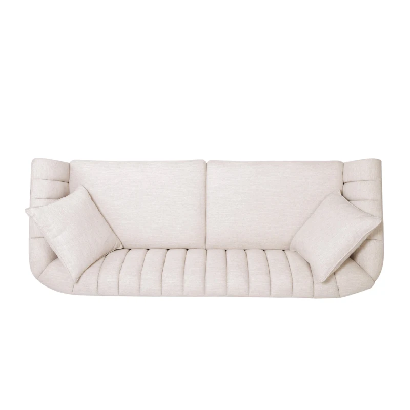 3-Seater Contemporary Sofa with Button Tufted Diamond Stitching, Daybed Perfect for Living Room, 84.5'' L x 33.5'' W x 33.5'' H, Beige