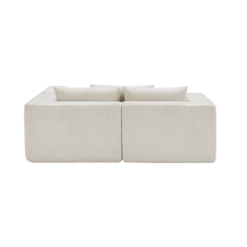 Modular Sectional Sofa with Corduroy Fabric and Free Combination Design, Daybed Perfect for Living Room, 107.5'' L x 68.5'' W x 30.5'' H, Beige