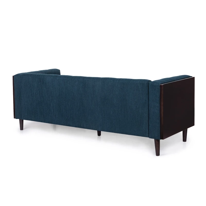 3-Seater Contemporary Sofa with Button Tufted Waffle Stitching, Daybed Perfect for Living Room, 89.5'' L x 31.5'' W x 30'' H, Navy Blue