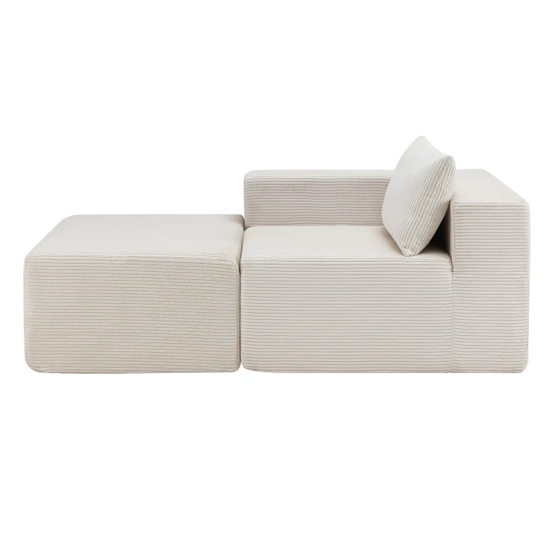 Modular Sectional Sofa with Corduroy Fabric and Free Combination Design, Daybed Perfect for Living Room, 107.5'' L x 68.5'' W x 30.5'' H, Beige