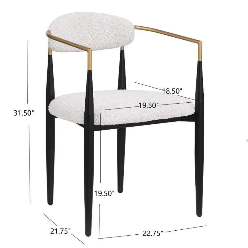Set of 2 Modern Dining Chairs with Iron Frame and Curved Backrest, Dining Seats for Ultimate Comfort and Style, 23" L x 22" W x 31.5" H, Beige