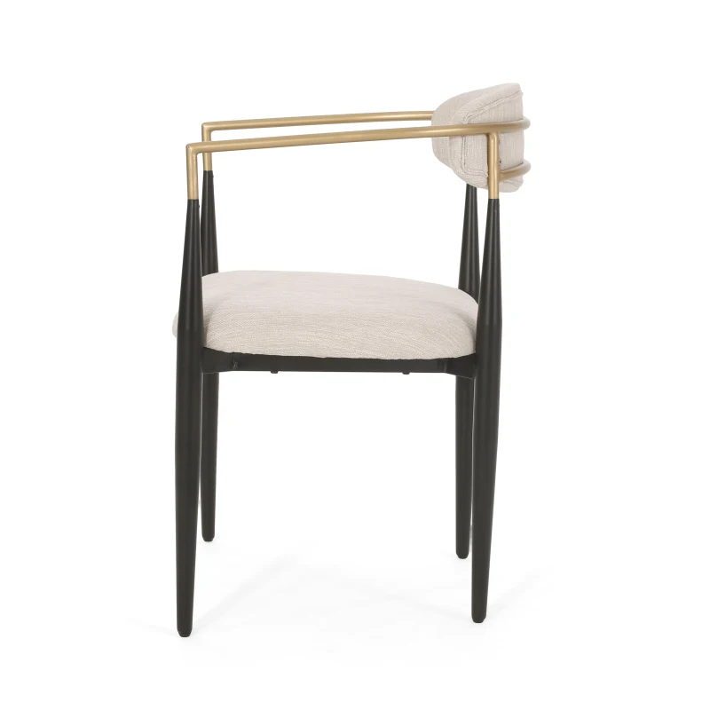 Set of 2 Modern Dining Chairs with Iron Frame and Gold Accent, Dining Seats for Ultimate Comfort and Style, 23" L x 22" W x 31.5" H, Beige