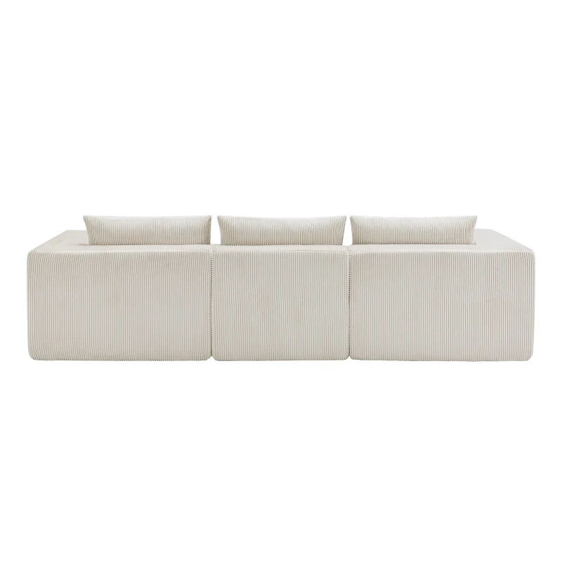 Modular Sectional Sofa with Corduroy Fabric and Free Combination Design, Daybed Perfect for Living Room, 107.5'' L x 68.5'' W x 30.5'' H, Beige