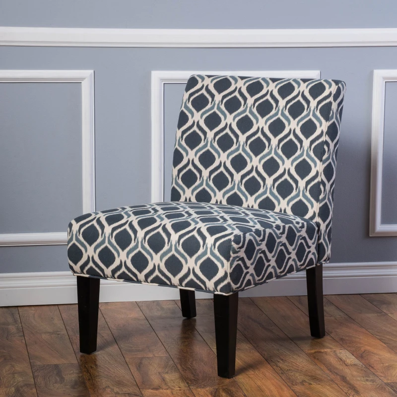 Contemporary Accent Chair with Clean Lines and Rubberwood Tapered Legs, Upholstered Seating for Living Room, 22.5'' L x 29.5'' W x 32'' H, Blue