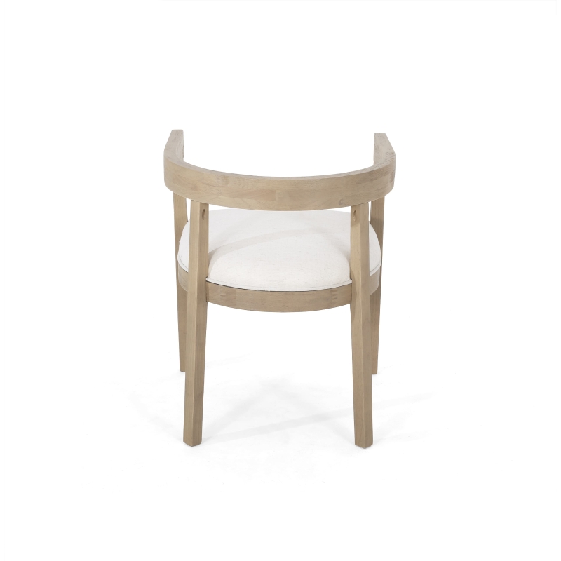 Set of 2 Contemporary Dining Arm Chairs with Rubberwood Frame, Chair Set Perfect for Dining Room, 22.5'' L x 22.5'' W x 27.5'' H, Beige