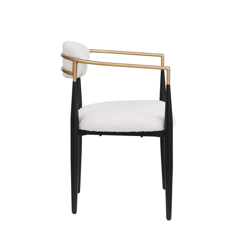 Set of 2 Modern Dining Chairs with Iron Frame and Curved Backrest, Dining Seats for Ultimate Comfort and Style, 23" L x 22" W x 31.5" H, Beige