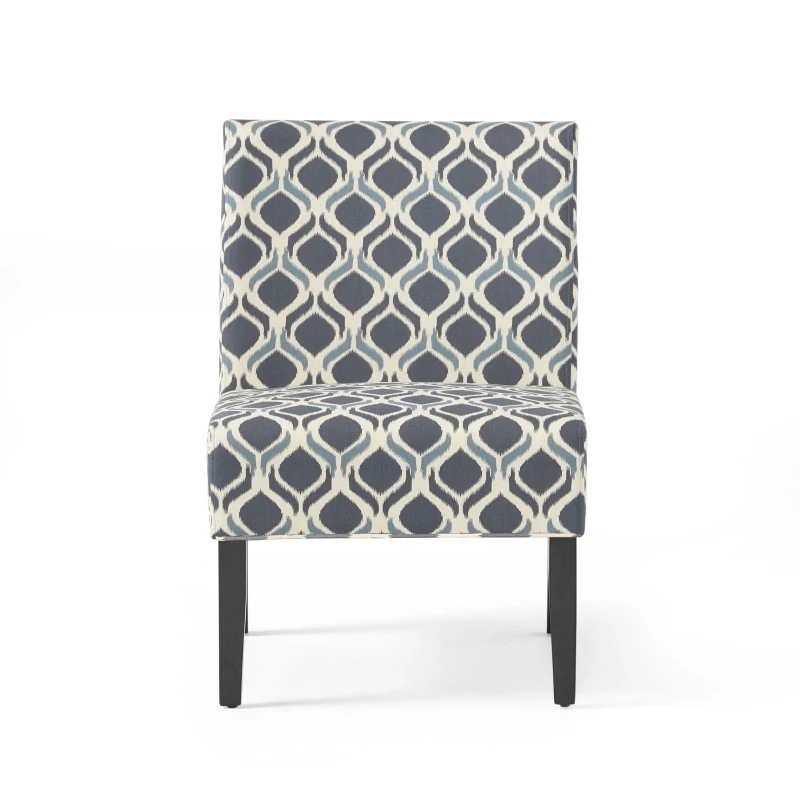 Contemporary Accent Chair with Clean Lines and Rubberwood Tapered Legs, Upholstered Seating for Living Room, 22.5'' L x 29.5'' W x 32'' H, Blue
