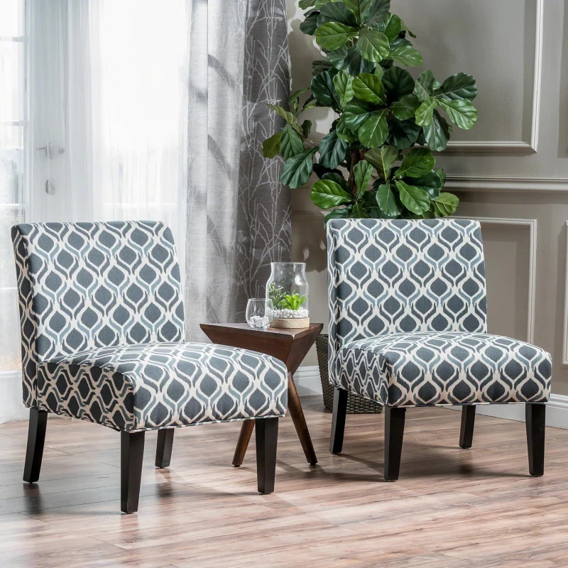 Contemporary Accent Chair with Clean Lines and Rubberwood Tapered Legs, Upholstered Seating for Living Room, 22.5'' L x 29.5'' W x 32'' H, Blue