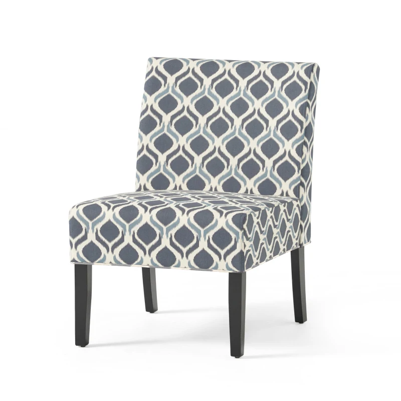 Contemporary Accent Chair with Clean Lines and Rubberwood Tapered Legs, Upholstered Seating for Living Room, 22.5'' L x 29.5'' W x 32'' H, Blue