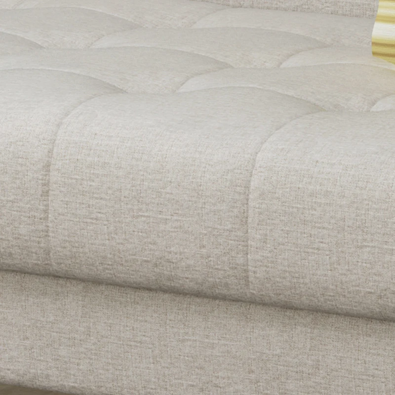Mid-Century Modern Tufted Fabric Sofa with Rolled Accent Pillows, Daybed with Gold Tipped Rubberwood Legs, 72'' L x 30.5'' W x 32'' H, Beige