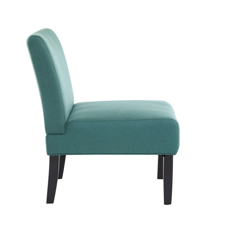 Contemporary Accent Chair with Upholstered Seat and Rubberwood Tapered Legs, Stylish Seat for Living Room, 22.5" L x 29.5" W x 32" H, Teal