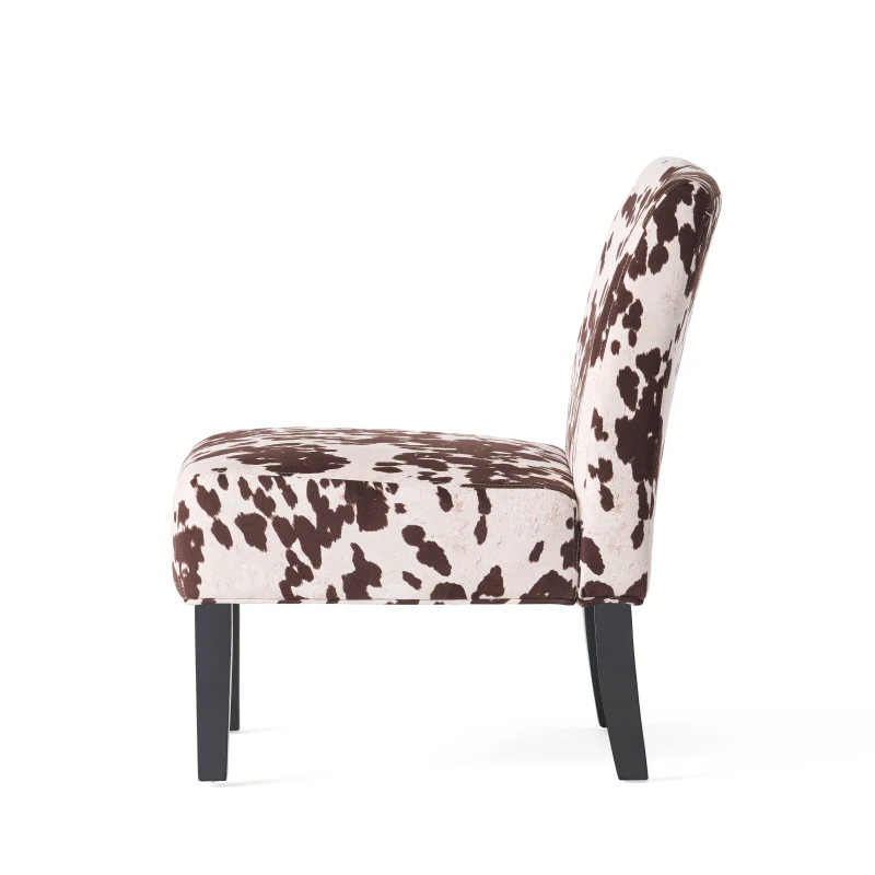 Contemporary Accent Chair with Rubberwood Tapered Legs, Upholstered Seating for Living Room, 22'' L x 29.5'' W x 32'' H, Brown+White
