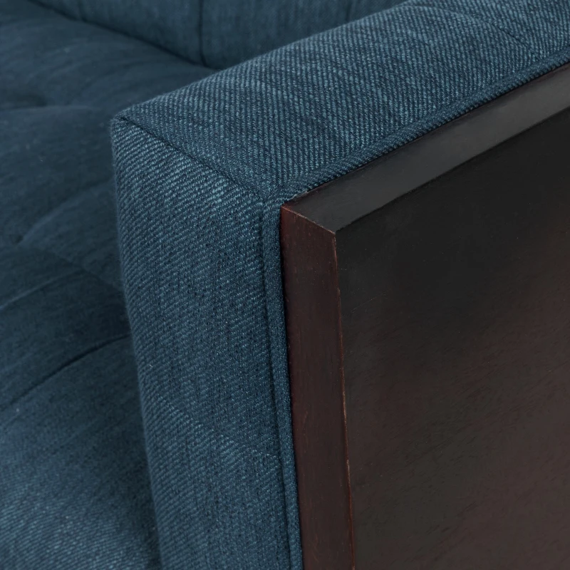 3-Seater Contemporary Sofa with Button Tufted Waffle Stitching, Daybed Perfect for Living Room, 89.5'' L x 31.5'' W x 30'' H, Navy Blue