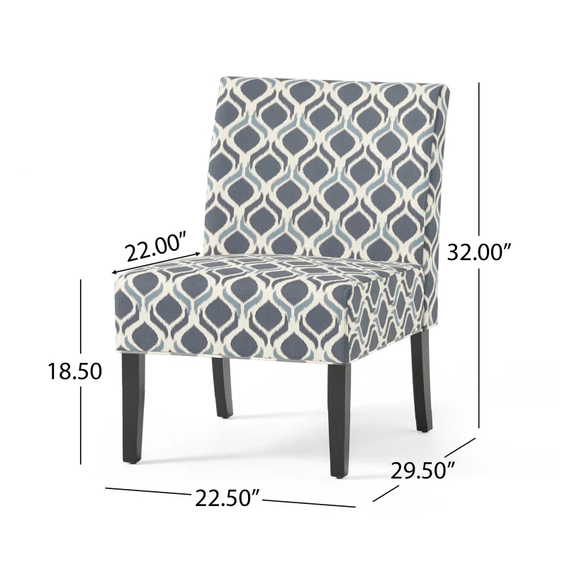Contemporary Accent Chair with Clean Lines and Rubberwood Tapered Legs, Upholstered Seating for Living Room, 22.5'' L x 29.5'' W x 32'' H, Blue