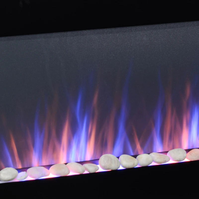 HOMCOM Wall Mounted Fireplace, 41 Inch Modern Electric Fireplace with Patented LED Flame Effect and 7 Colors, Black