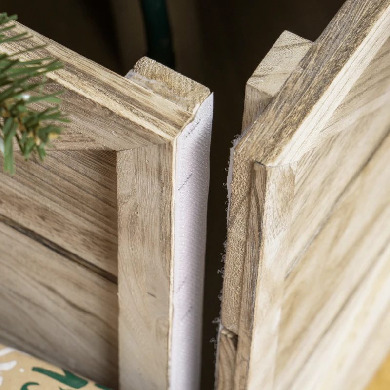 HOMCOM 28" Farmhouse Christmas Tree Base Cover Wooden Christmas Tree Collar Box Home Decoration Light Distressed Wood Finish