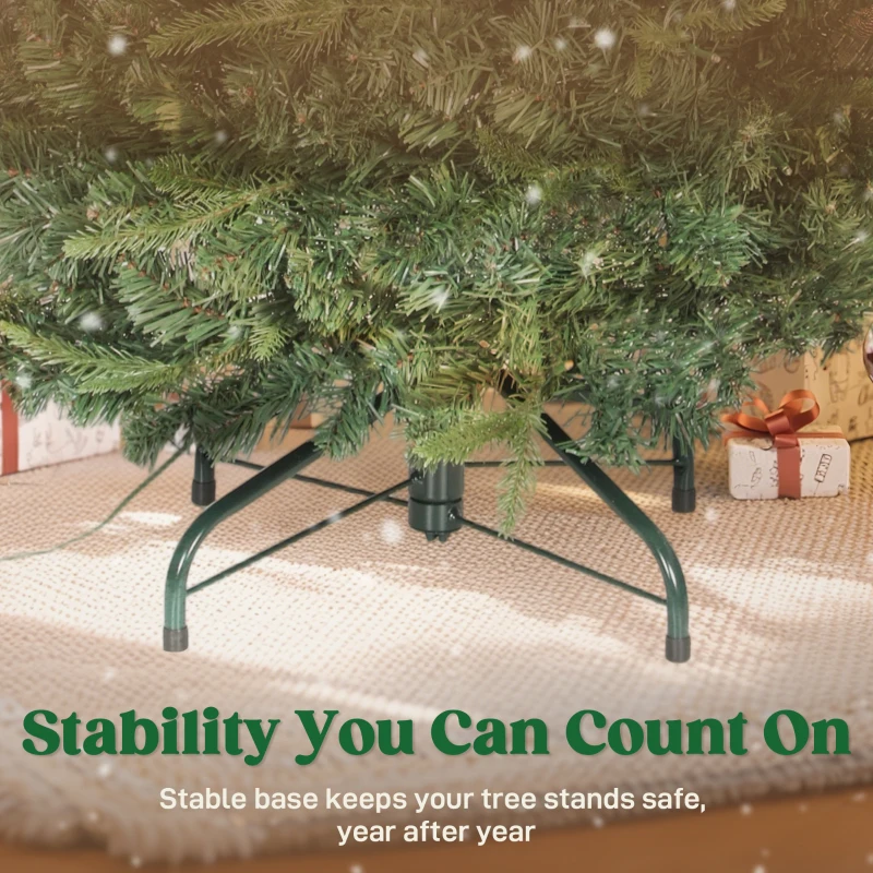 HOMCOM 6 ft Prelit Pop Up Christmas Tree, Collapsible Artificial Xmas Tree with Metal Stand for Holiday Decor, Green