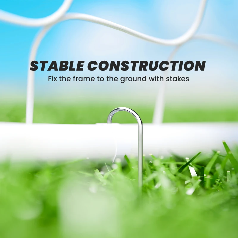Soozier 6ft x 4ft Soccer Goal Net with Metal Frame, PE Mesh, Ground Stakes, Easy Assembly, White