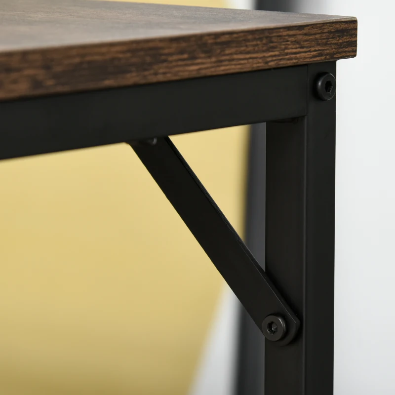 HOMCOM 5 Pieces Industrial Rectangular Bar Table Set, Dining Table Set Breakfast Table with 4 Stools for Dining Room, Kitchen, Dinette, Rustic Brown