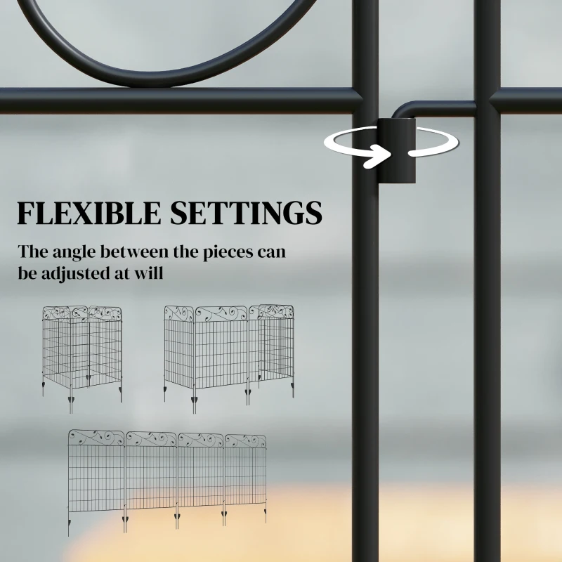 Outsunny Garden Fence, 4 Pack Steel Fence Panels, 11.5' L x 43" H, Rust-Resistant Decorative Border Flower Edging for Yard, Landscape, Patio, Outdoor Decor, Square Vines