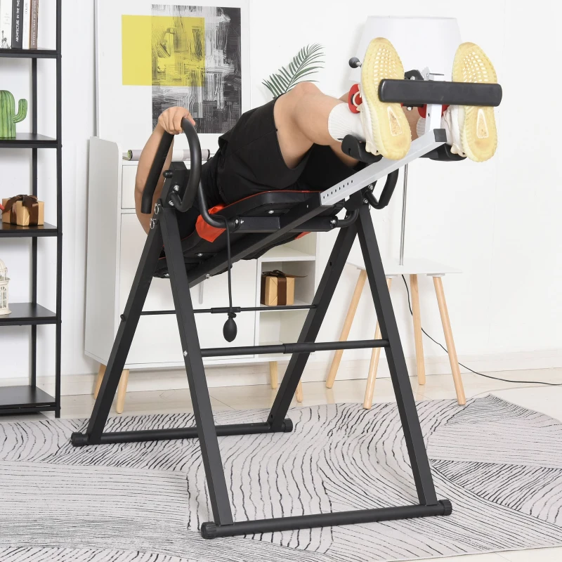 Soozier Folding Inversion Table, 20°/40°/60° Adjustable, with Safety Belt and Waist Pad for Back Pain Relief