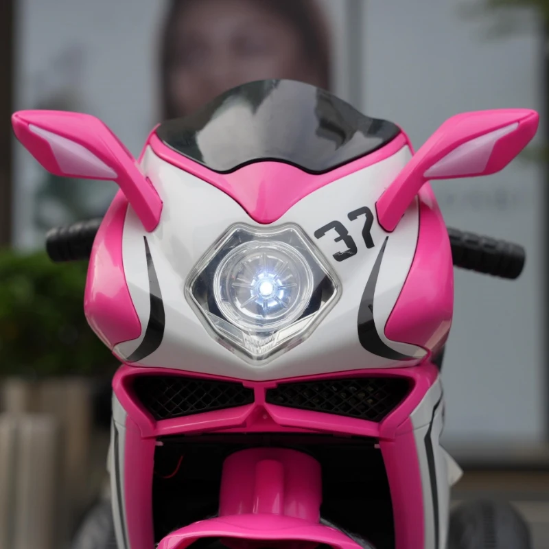 6V Kids Electric Ride-On Motorcycle with MP3, LED Headlight and Light-Up Wheels, Motorbike Ideal for Ages 3-4, 30.5'' L x 16'' W x 20.5'' H, Pink