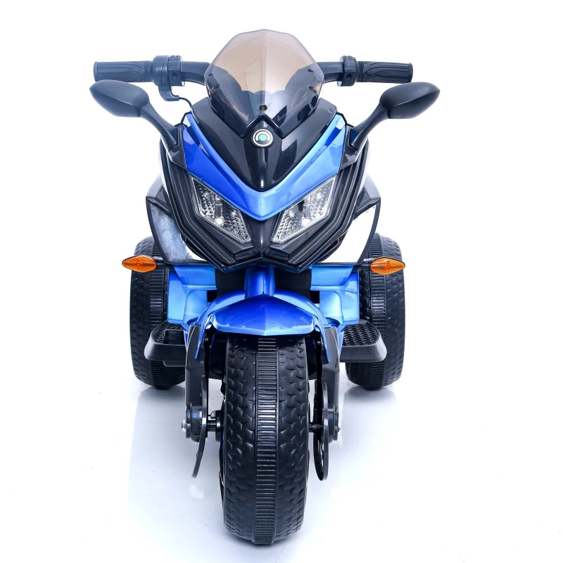 12V Kids Ride-On Motorcycle with Manual Throttle, Foot Brake and PU Seat, Motorbike for Toddlers Ages 3-5, 43.5″ L x 23.5″ W x 29″ H, Blue