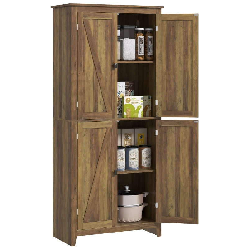 HOMCOM 72" Freestanding Storage Cabinet, Kitchen Pantry Cabinet with Doors and Shelves for Dining Room, Brown