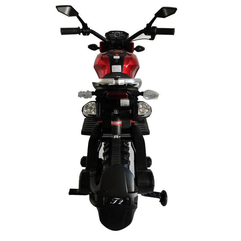 12V Electric Ride-On Motorcycle with Soft PU Seat & Training Wheels, Motorbike Perfect for Toddlers Ages 3-6, 40.5″ L x 21.5″ W x 27″ H, Red