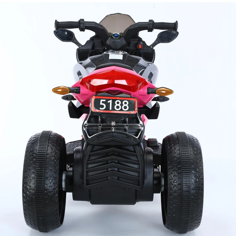 3-Wheel 12V Kids Electric Ride-On Motorcycle with Training Wheels and Headlight, Motorbike with MP3/USB, 43.5'' L x 23.5'' W x 29'' H, Red