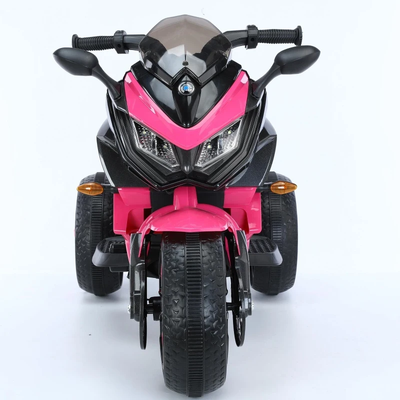 3-Wheel 12V Kids Electric Ride-On Motorcycle with Training Wheels and Headlight, Motorbike with MP3/USB, 43.5'' L x 23.5'' W x 29'' H, Pink
