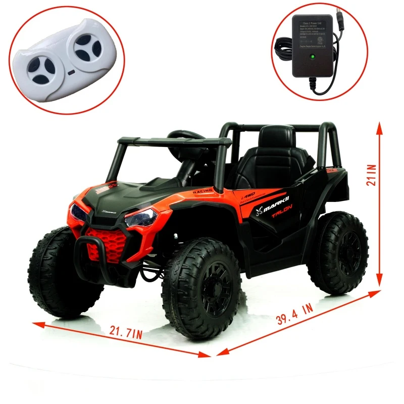 12V Kids Electric UTV Ride-On Car with Dual Driving Modes, 2.4G Remote, Parent Override, Vehicle for Ages 3-6, 39.5″ L x 22″ W x 21″ H, Red