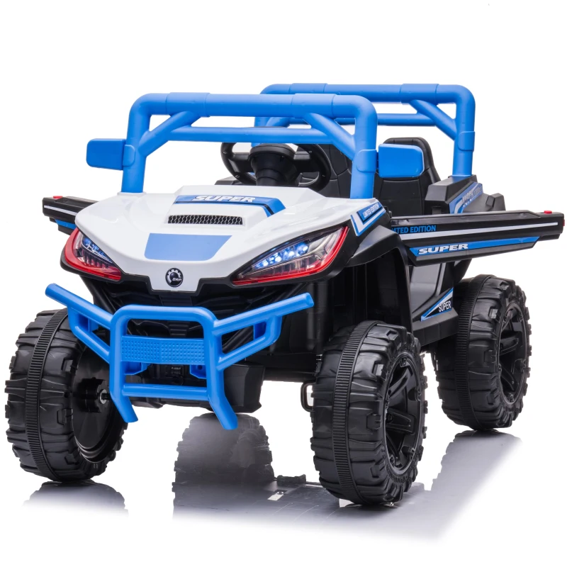 12V Kids Electric Ride-On Car with Remote Control, 4 motors, LED Lights, Truck Perfect for Ages 3-6, 43.5″ L x 25.5″ W x 26.5″ H, Blue