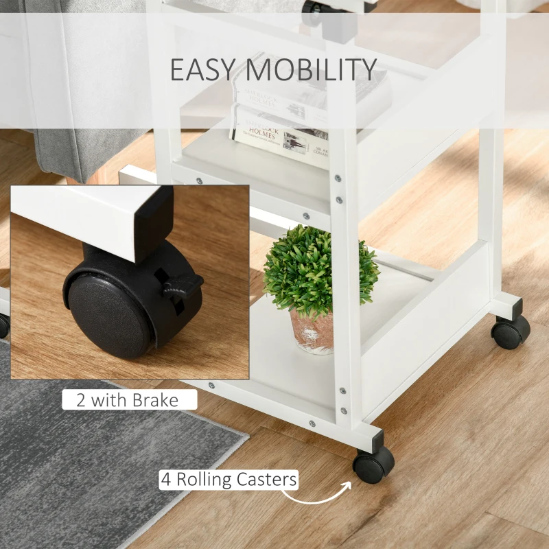 HOMCOM Mobile Standing Desk, Adjustable Height 31.5 inch Stand Up Desk with Wheels for Home Office, White