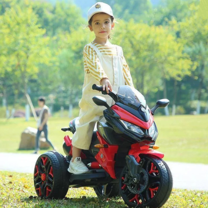 12V Kids Electric 3-Wheel Ride-On Motorcycle with Dual Motors, Manual Throttle, Motorbike for Ages 3-5, 43.5″ L x 23.5″ W x 29″ H, Red