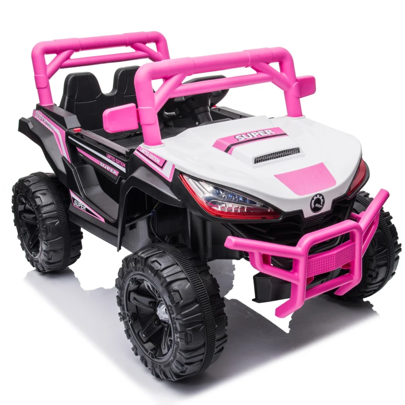 12V Electric Ride-On Car with 4 Motors, 2 Driving Modes & 2.4G Parent Remote, Truck for Kids Ages 3-6, 43.5″ L x 25.5″ W x 26.5″ H, Pink