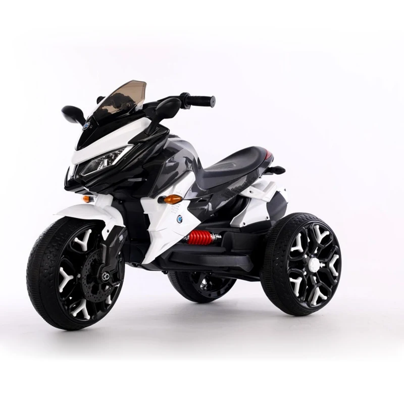 3-Wheel 12V Kids Electric Ride-On Motorcycle with Training Wheels and Headlight, Motorbike with MP3/USB, 43.5'' L x 23.5'' W x 29'' H, White