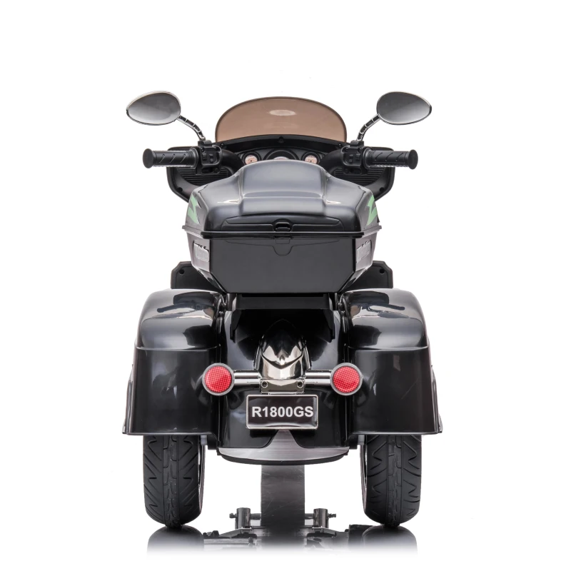 2-Seat 12V Kids Electric Ride-On Motorcycle with Storage Trunk, 3-Wheel Motorbike with MP3 and Bluetooth, 43.5'' L x 19'' W x 26.5'' H, Black