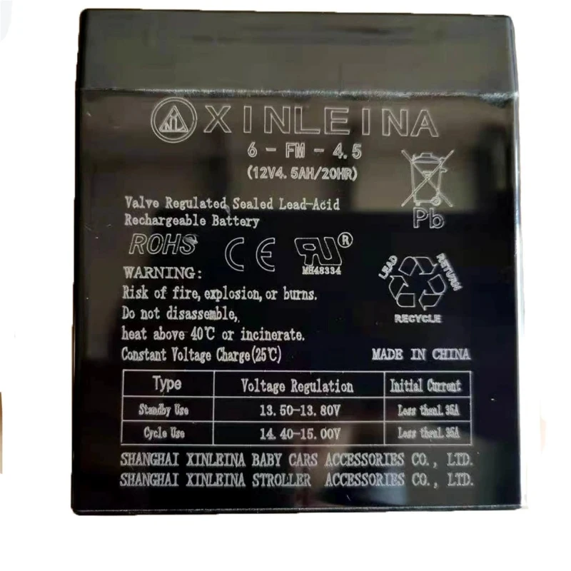 12V 4.5Ah Replacement Battery for Kids Ride-On Car, Valve-Regulated Sealed Lead-Acid for High-Rate Discharge, 3.5'' L x 3'' W x 4'' H, Black