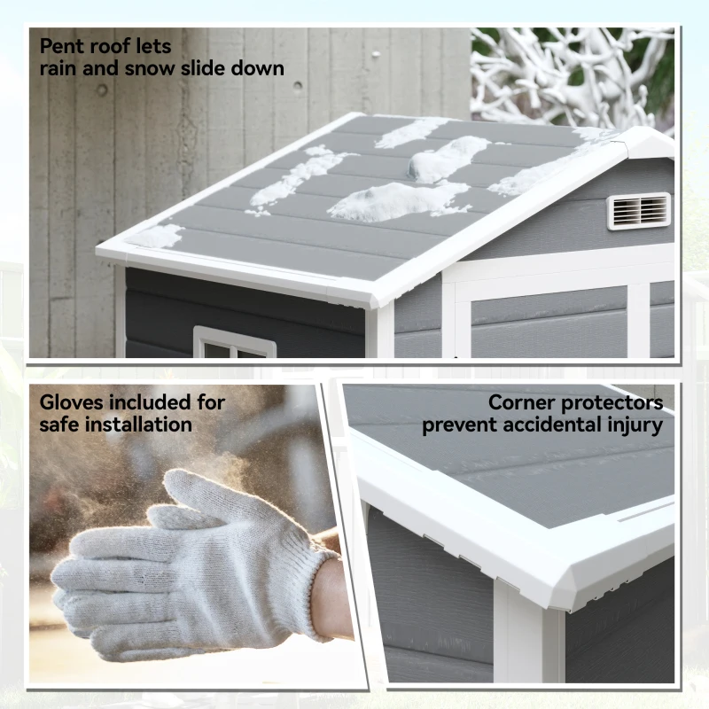 Outsunny 6x4.5 Outdoor Storage Shed, Lockable Tool Shed with Double Doors, Vent and Window for Garden, Cottage Style, Family Use, Gray