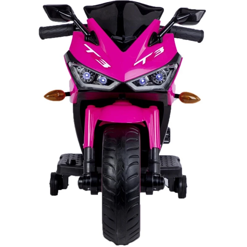 12V Kids Electric Ride-On Motorcycle with Training Wheels and Headlight, Motorbike with MP3 and Light-Up Wheels, 46" L x 20" W x 26" H, Pink